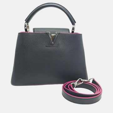 Black Leather BB Capucines Top Handle Bags