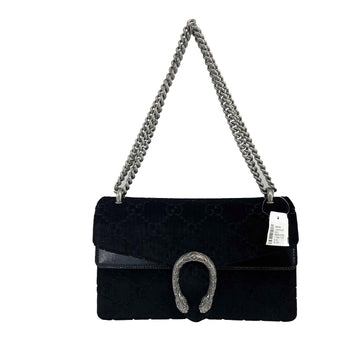 GUCCI - NEW Black / Silver Velvet Embossed VS Dionysus Small Shoulder Bag