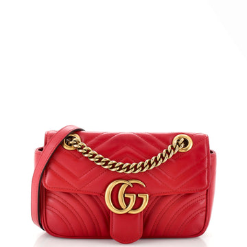 GUCCI GG Marmont Flap Bag Matelasse Leather Mini