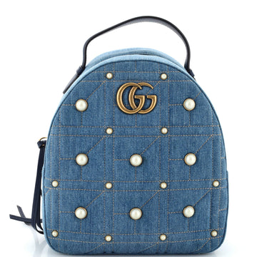 Pearly VS Marmont Backpack Embellished Matelasse Denim Small