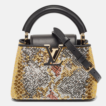 Multicolor Sequin and Leather Mini Capucines Bag