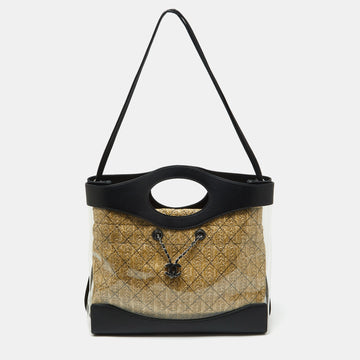 Black Leather and PVC 31 Shopping Bag