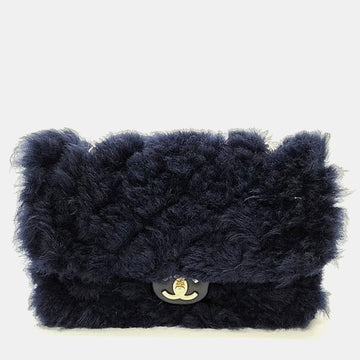 Black Fur Trim Chain Shoulder Bag