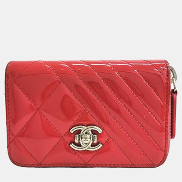 Red patent card wallet