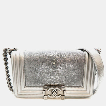 silver sticker attached Boy Galuchat chain shoulder bag
