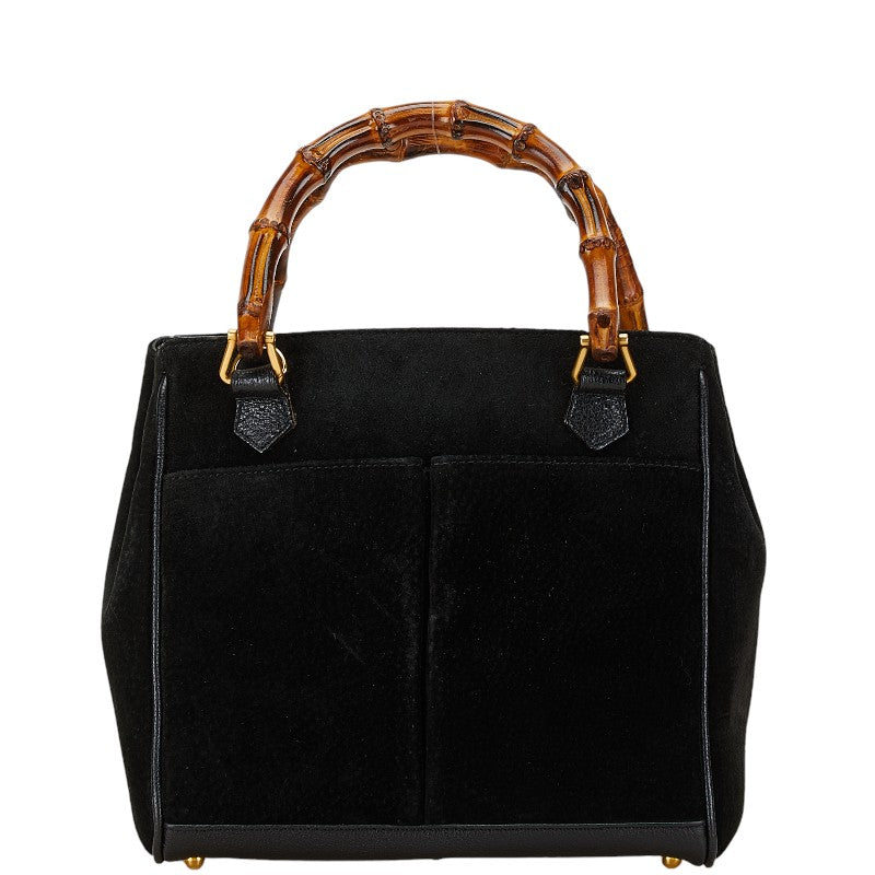 Gucci Suede Leather Bamboo 2WAY Handbag Shoulder Bag in Very Good Condition