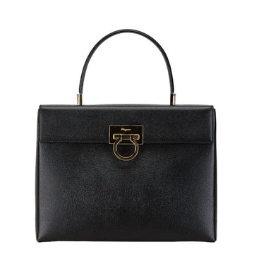 Salvatore Ferragamo Gancini Leather Handbag Black