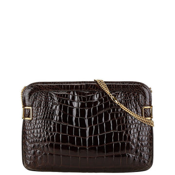 Chloe Crocodile Shoulder Bag Brown