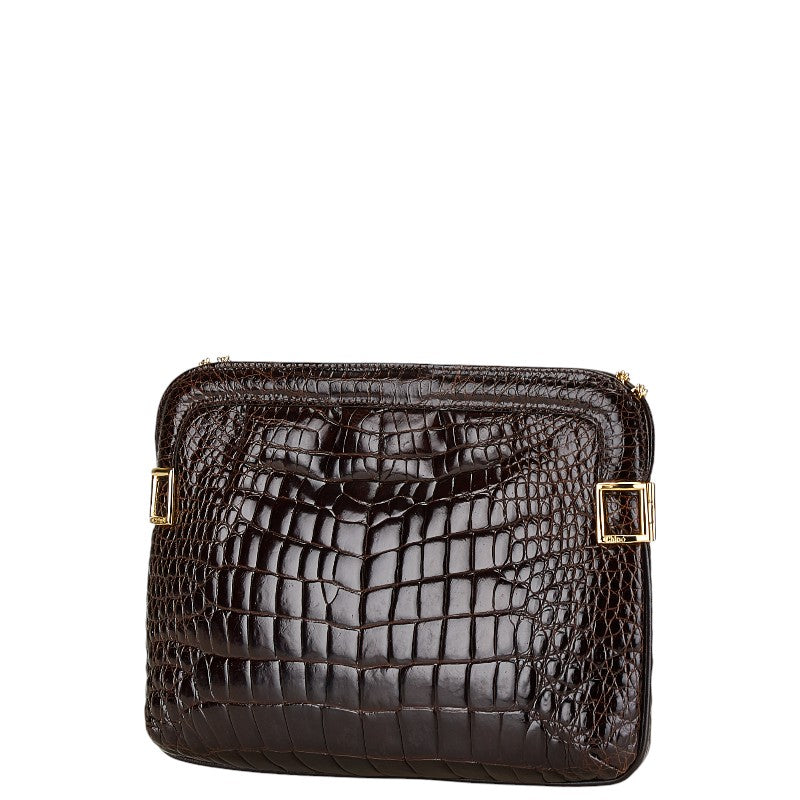 Chloe Crocodile Shoulder Bag Brown