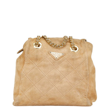 Prada Suede Leather Quilted Chain Shoulder Bag