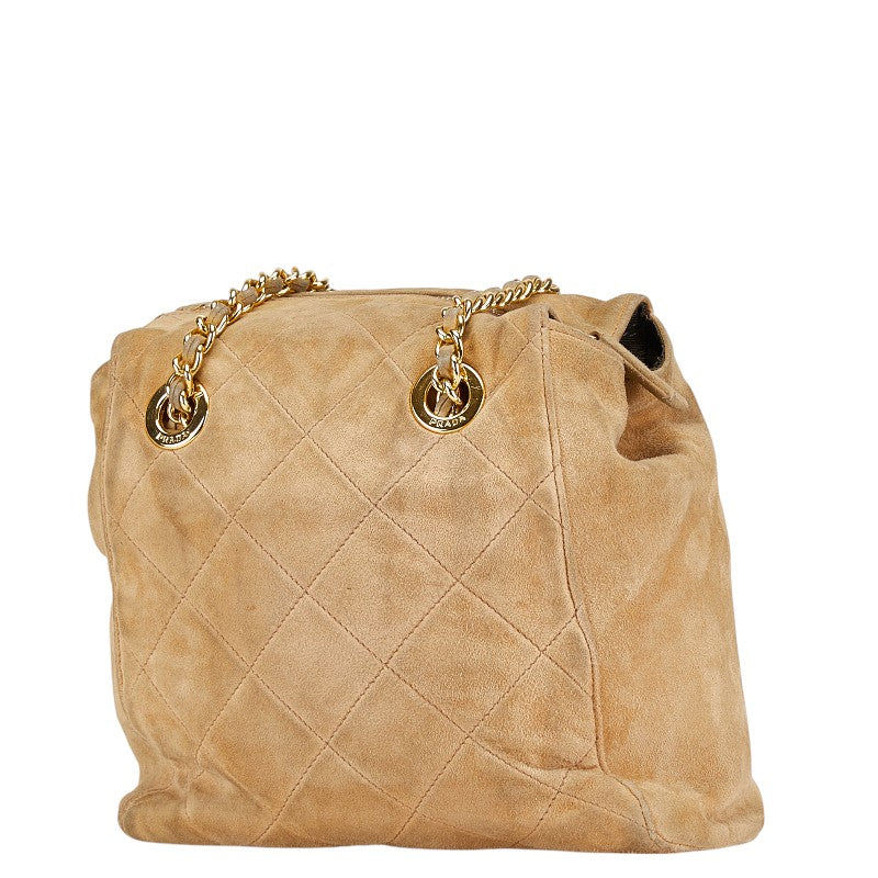 Prada Suede Leather Quilted Chain Shoulder Bag