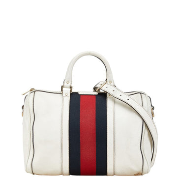 Gucci Leather Boston Bag 2WAY White
