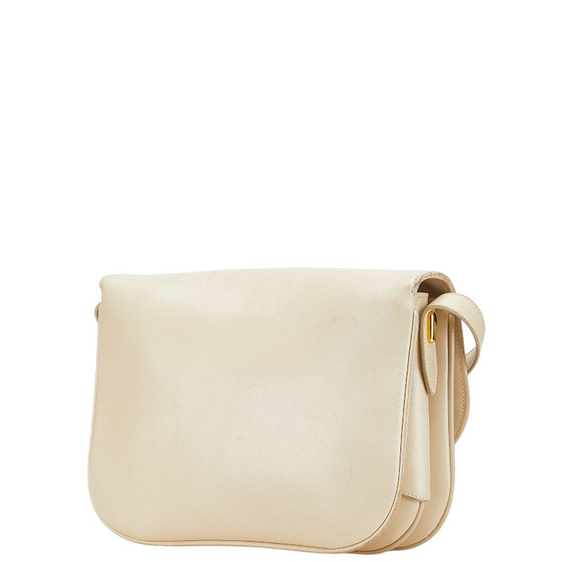 Gucci Leather Shoulder Bag Beige Gold
