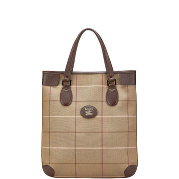 Burberry Check Canvas Leather Tote Bag