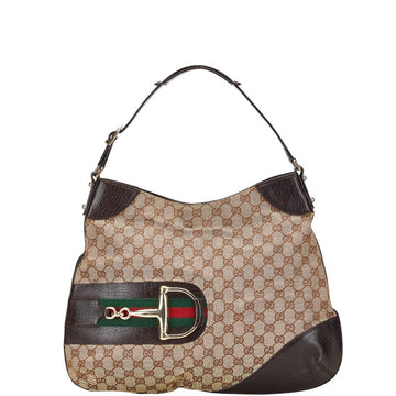 Gucci CS Canvas Horsebit Shoulder Bag 137386