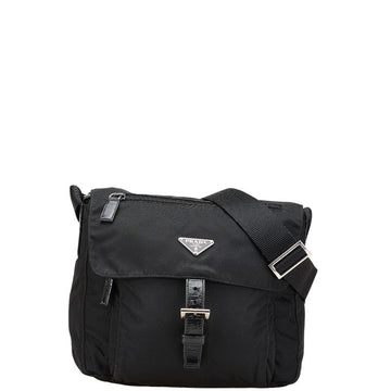 Prada Nylon Triangle Logo Plate Shoulder Bag