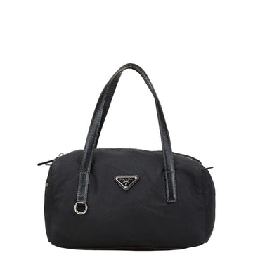 Prada Nylon Leather Triangle Logo Plate Handbag