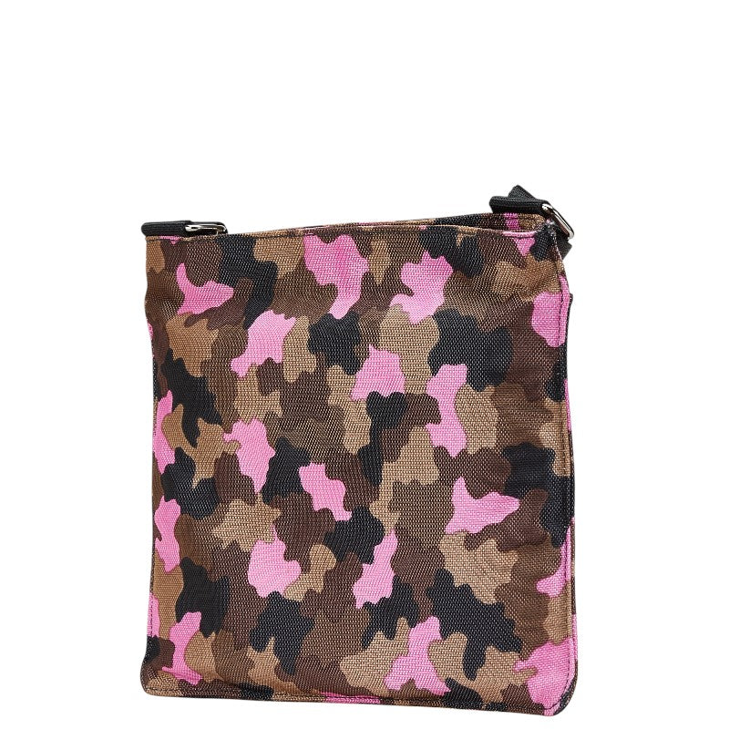 Prada Canvas Camouflage Triangle Logo Plate Shoulder Bag