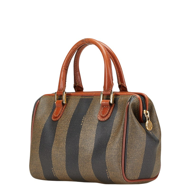 Fendi PVC Leather Pequin Handbag Boston Bag