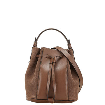 Furla Brown Leather Suede 2way Handbag
