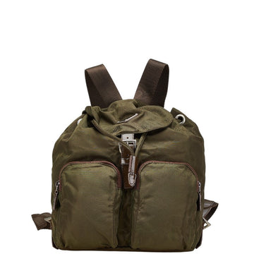 Prada Nylon Leather Triangle Logo Plate Backpack