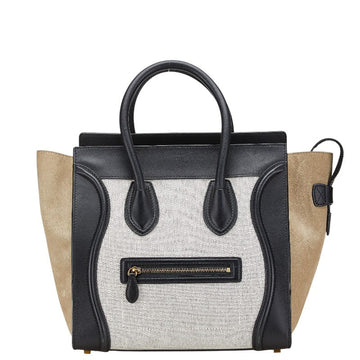 Celine Leather Canvas Suede LuCSage Mini Shopper Handbag