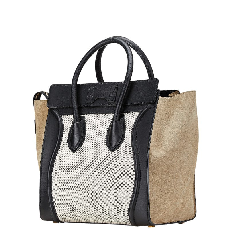Celine Leather Canvas Suede LuCSage Mini Shopper Handbag