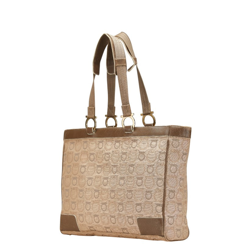Salvatore Ferragamo Canvas Leather Gancini Tote Bag AF-21 5372
