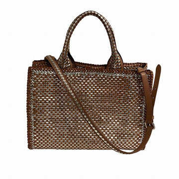 Prada Madras Leather Handbag Beige