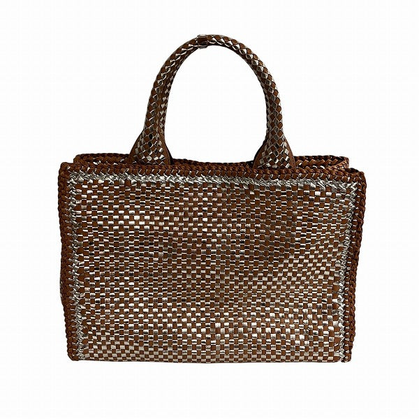 Prada Madras Leather Handbag Beige