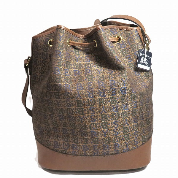 Burberry Canvas Leather Drawstring Shoulder Bag