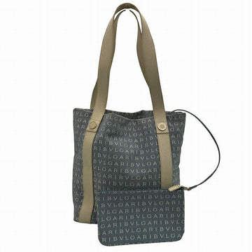 Bvlgari Logo Mania Canvas Leather Tote Bag
