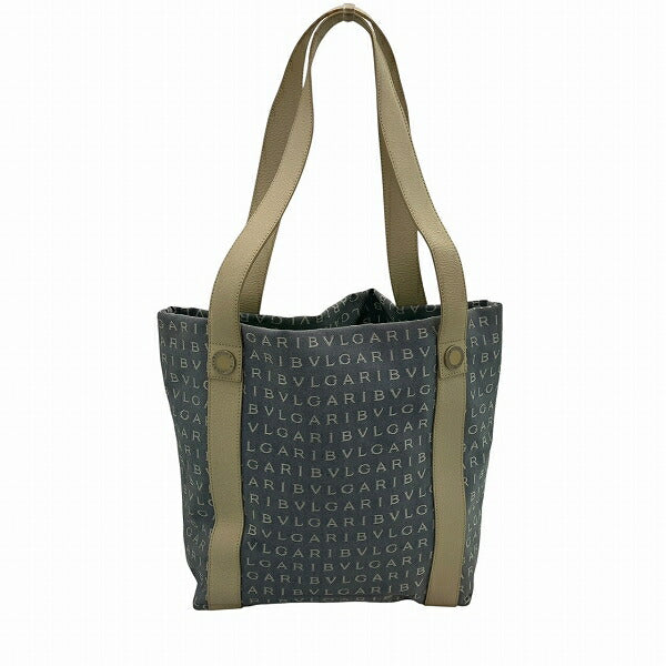 Bvlgari Logo Mania Canvas Leather Tote Bag
