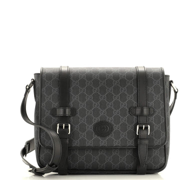 GUCCI Interlocking G Patch Messenger Bag GG Coated Canvas Medium
