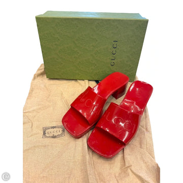 Sandals Luxury Designer By Gucci In Red, Size: 6.5