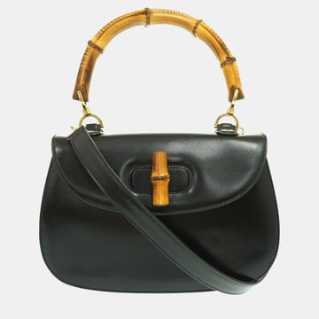 Black Leather Small Bamboo 1947 Handle Bag