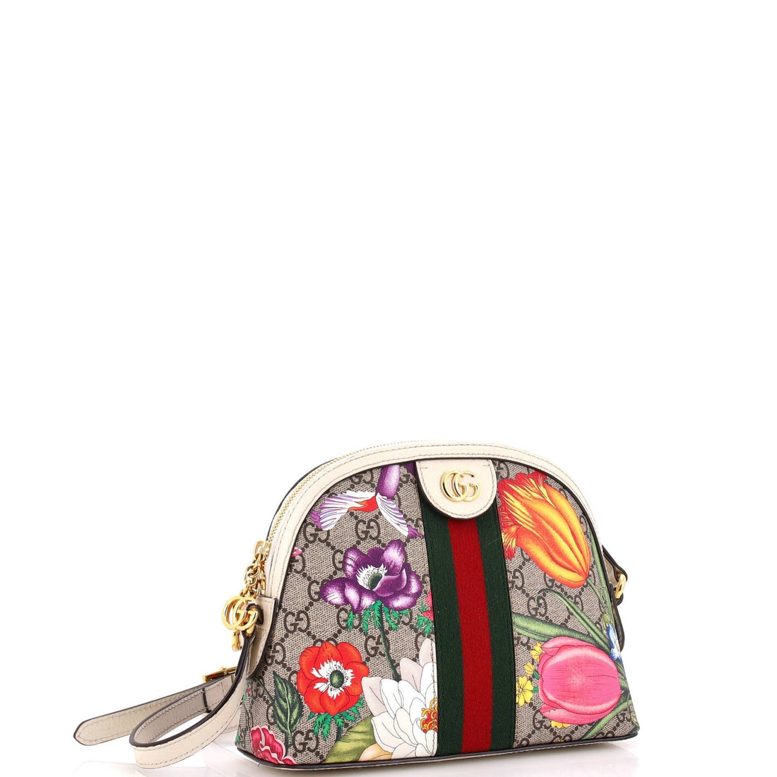 Ophidia Dome Shoulder Bag Flora VS Coated Canvas Small