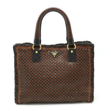Prada Madras Leather Tote Handbag BN2114