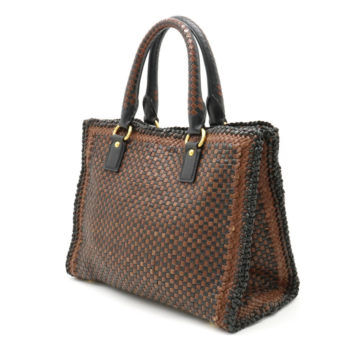 Prada Madras Leather Tote Handbag BN2114