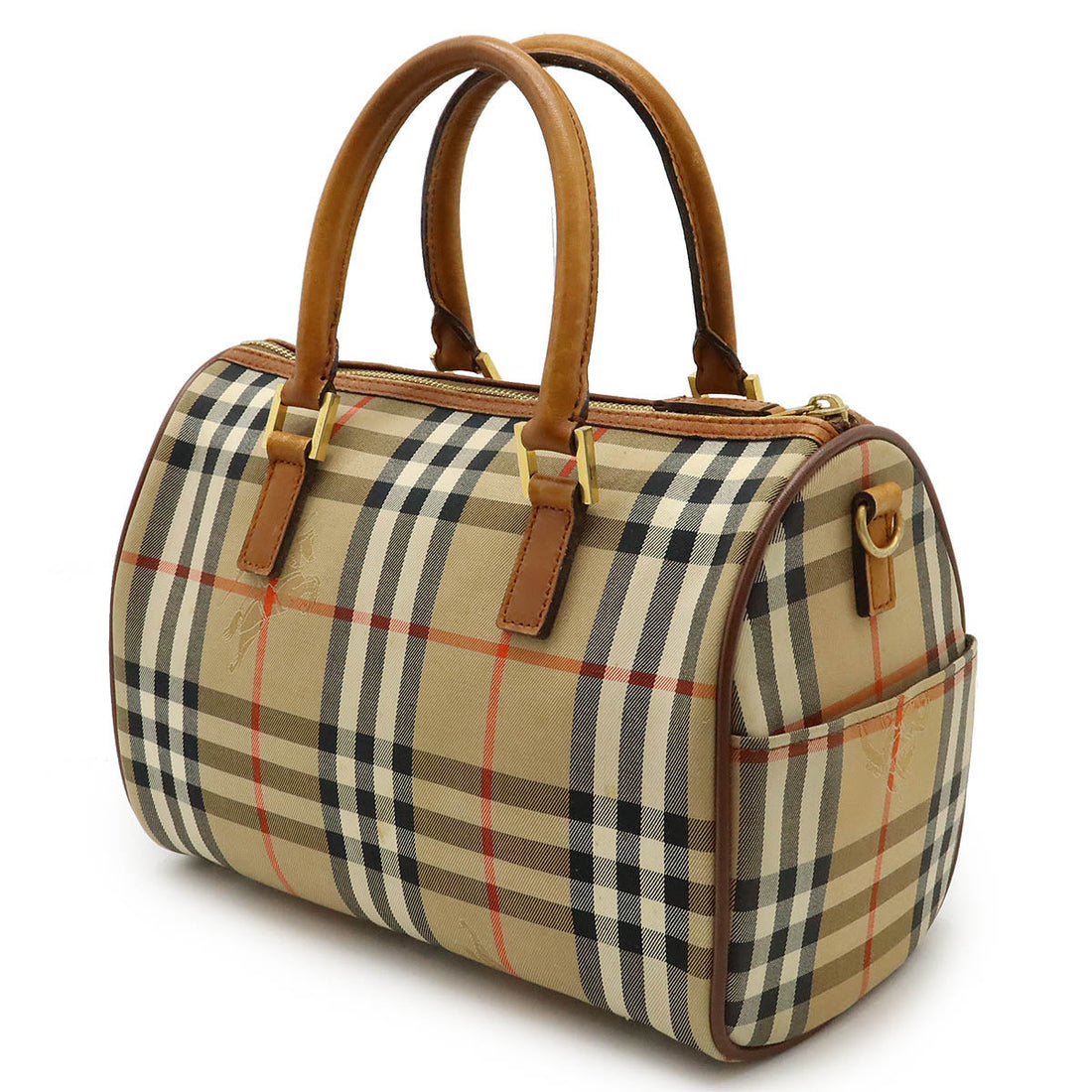 Burberry Nova Check Canvas Leather Handbag