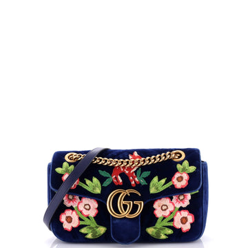 VS Marmont Flap Bag Embroidered Matelasse Velvet Small