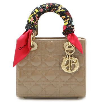 Dior Lady Dior Patent Leather Handbag Beige