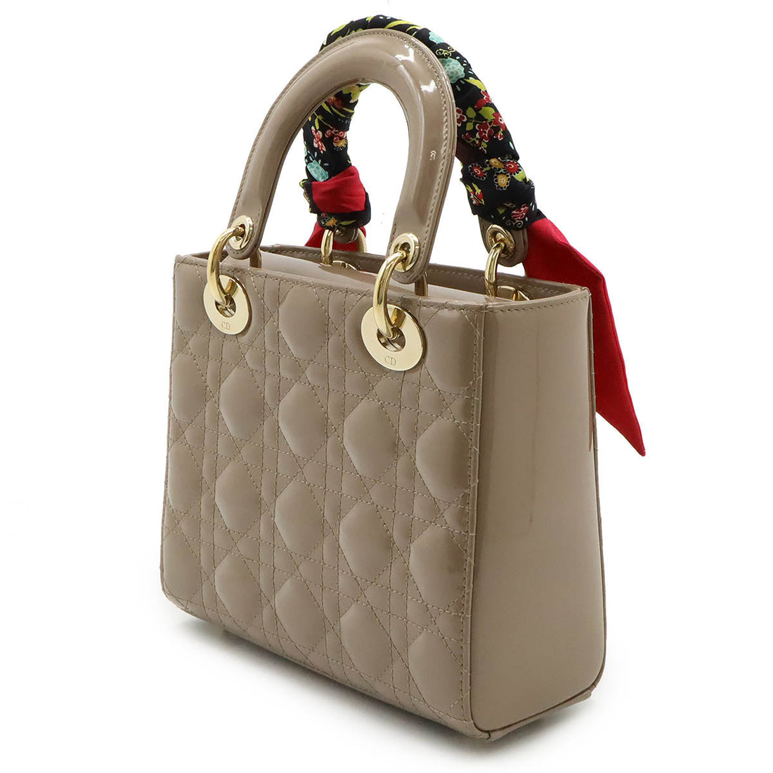 Dior Lady Dior Patent Leather Handbag Beige