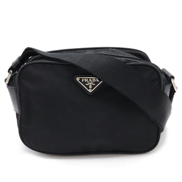 Prada Triangle Logo Nylon Leather Shoulder Bag