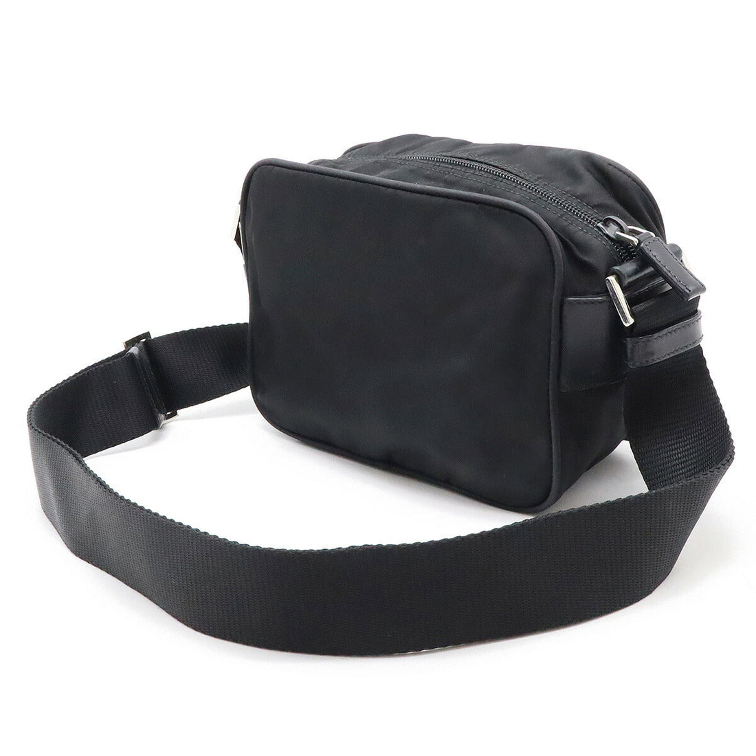 Prada Triangle Logo Nylon Leather Shoulder Bag