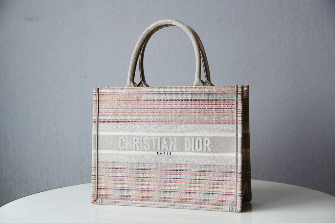 DIR1286 Book bag Tote Embroidery pink white 36.5cm 41.5cm Handbag
