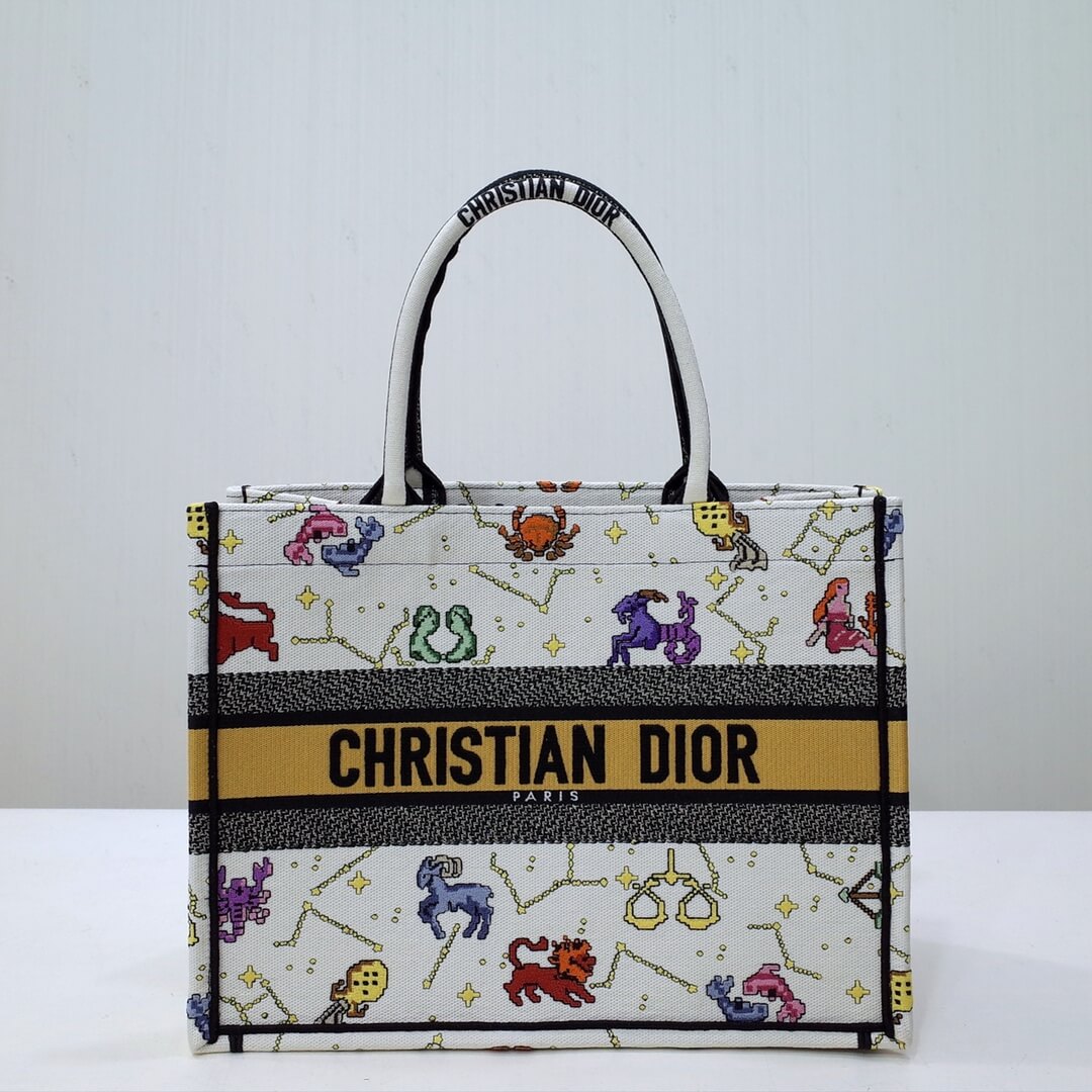 DIR1286 Book Tote big size MINI 36.5CM 41.5CM white yellow