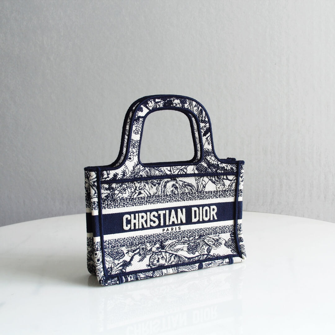 DIR1286m Book Tote BIG Handbag Embroidery LOGO black mini 22.5cm