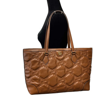 GUCCI - NEW Embossed VS Matelasse Brown Shoulder Tote