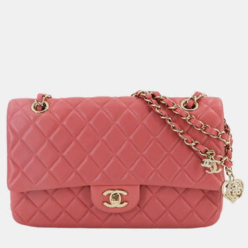Pink Leather Matelasse Chain Shoulder Bag